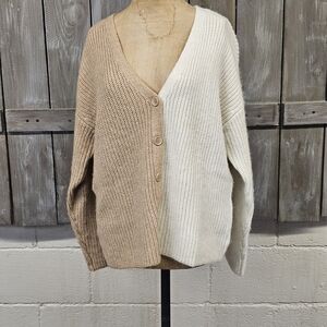 Lane Bryant Classic Button-Front Colorblock Cardigan 14/16